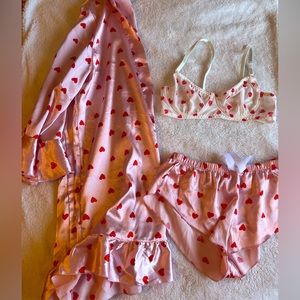 Hearts Bra and Shorts Set with Robe